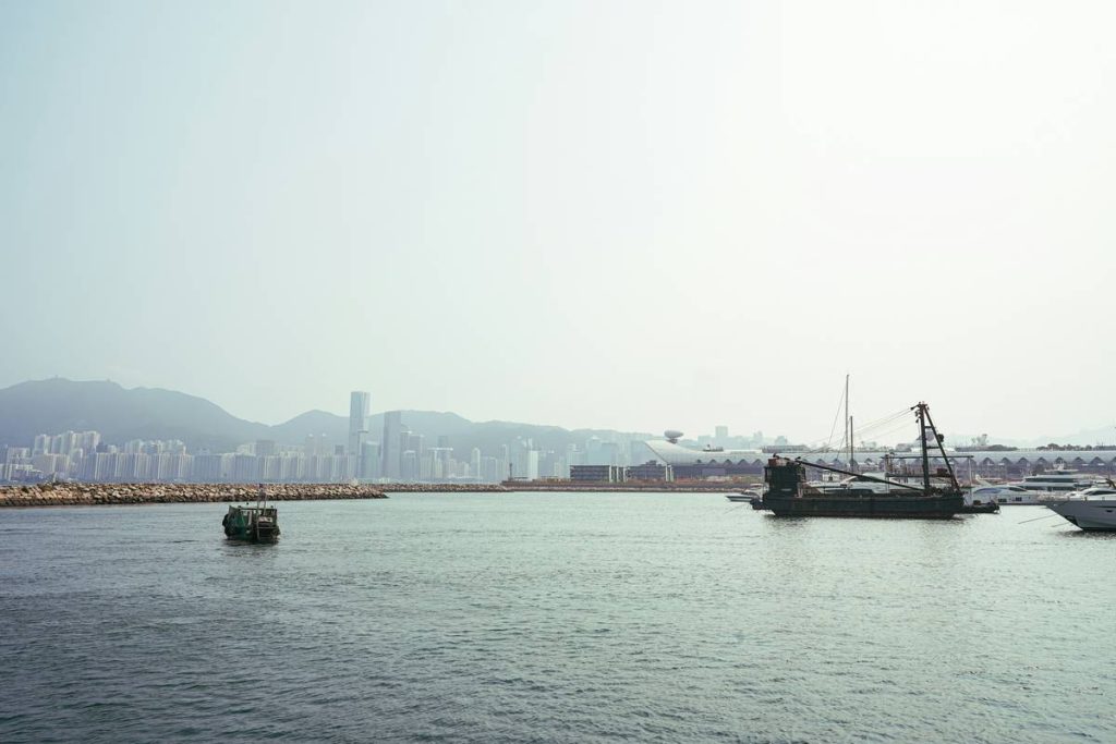 A large body of water with boats in it