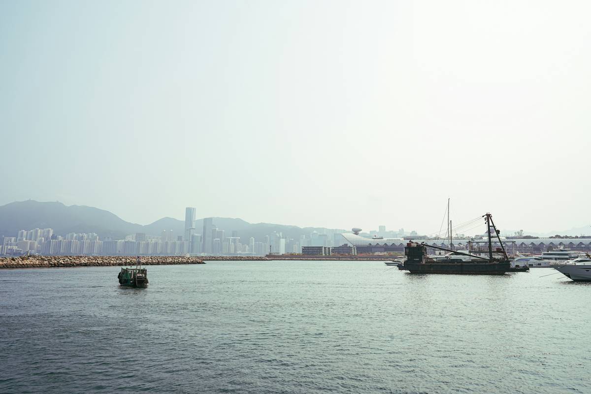 A large body of water with boats in it