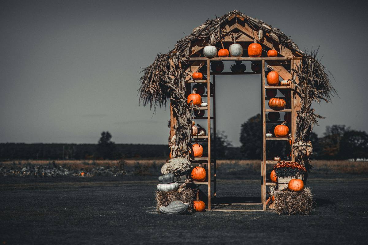 door decorations for thanksgiving featuring a rustic wreath with faux sunflowers, burlap ribbon, and miniature pumpkins on a wooden front door